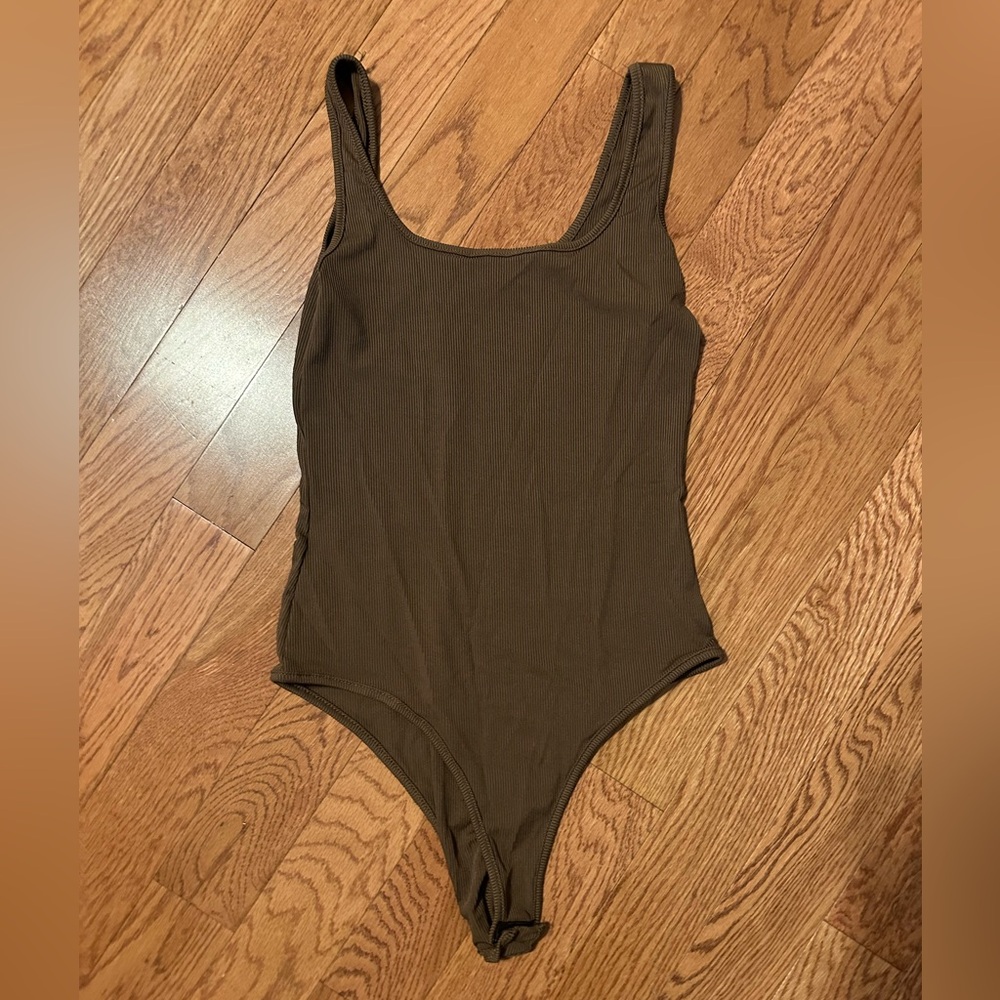 Women’s Brown Ribbed Sleeveless Bodysuit